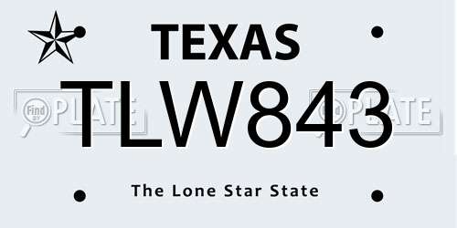 TLW843 Texas License Plate