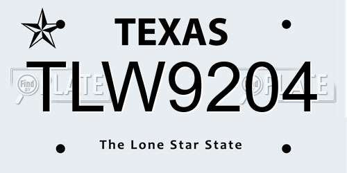 TLW9204 Texas License Plate
