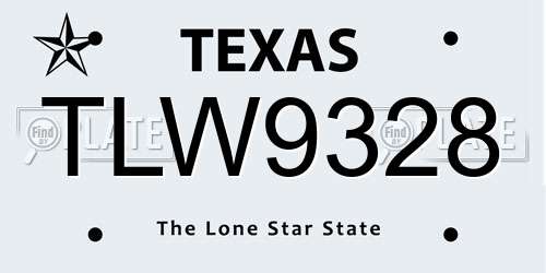 TLW9328 Texas License Plate