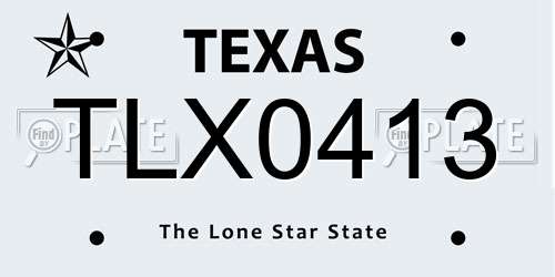 TLX0413 Texas License Plate