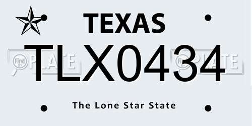 TLX0434 Texas License Plate