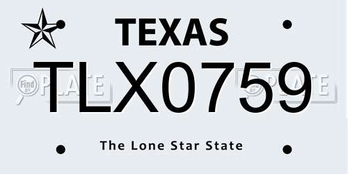 TLX0759 Texas License Plate