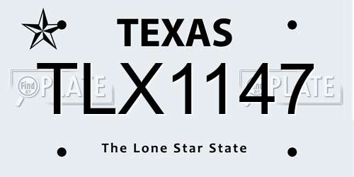 TLX1147 Texas License Plate