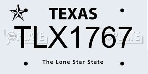TLX1767 Texas License Plate