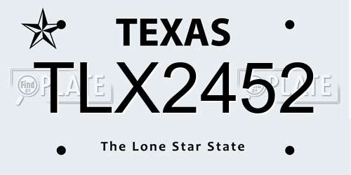 TLX2452 Texas License Plate
