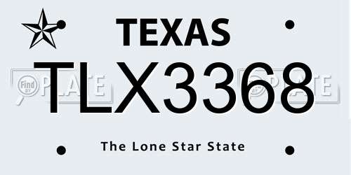 TLX3368 Texas License Plate