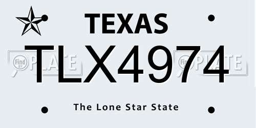 TLX4974 Texas License Plate