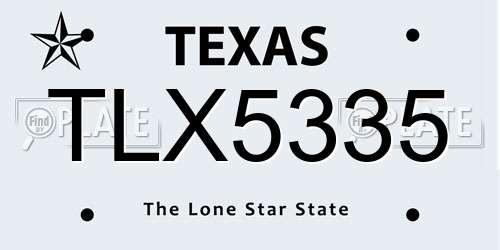 TLX5335 Texas License Plate