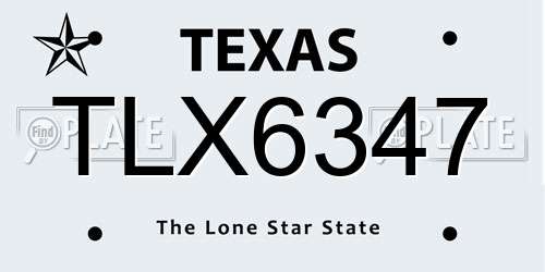 TLX6347 Texas License Plate