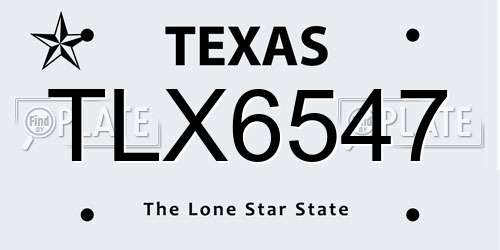 TLX6547 Texas License Plate