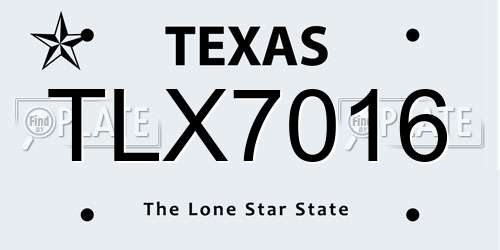 TLX7016 Texas License Plate
