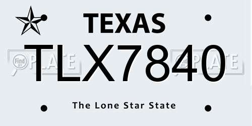 TLX7840 Texas License Plate