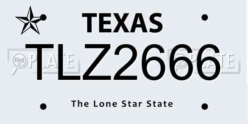 TLZ2666 Texas License Plate