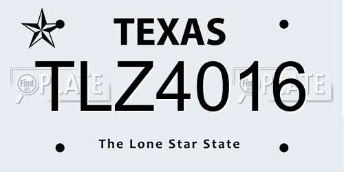 TLZ4016 Texas License Plate