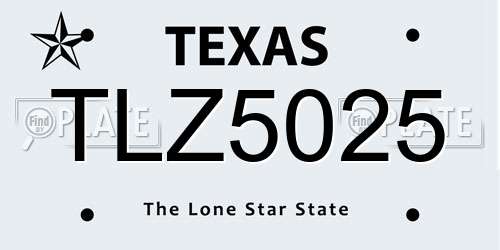 TLZ5025 Texas License Plate