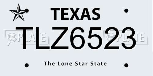 TLZ6523 Texas License Plate