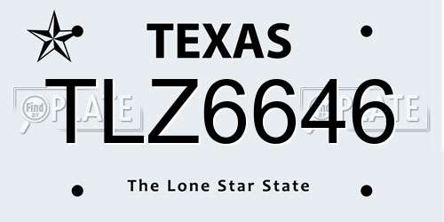 TLZ6646 Texas License Plate