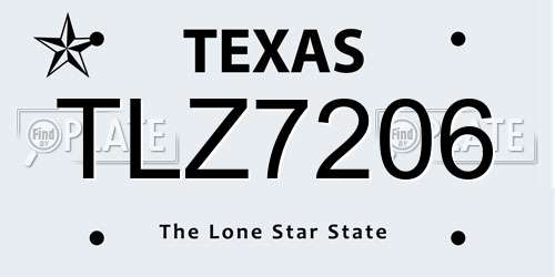 TLZ7206 Texas License Plate