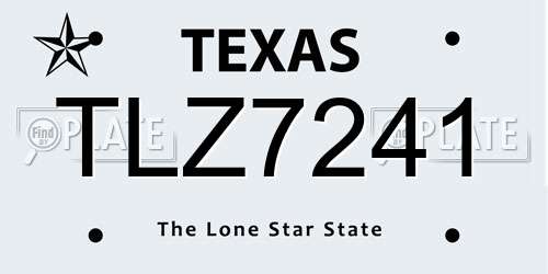 TLZ7241 Texas License Plate