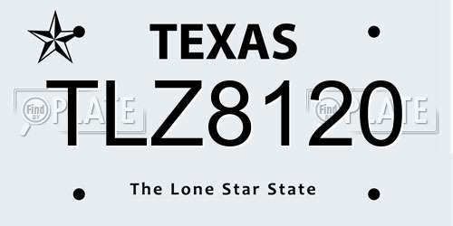 TLZ8120 Texas License Plate