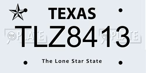 TLZ8413 Texas License Plate