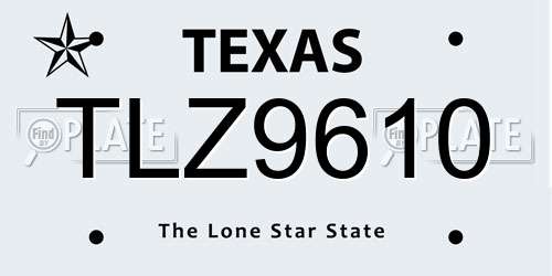 TLZ9610 Texas License Plate