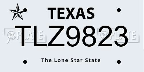 TLZ9823 Texas License Plate