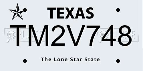 TM2V748 Texas License Plate