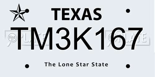 TM3K167 Texas License Plate