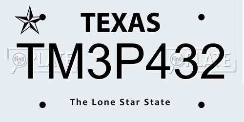 TM3P432 Texas License Plate