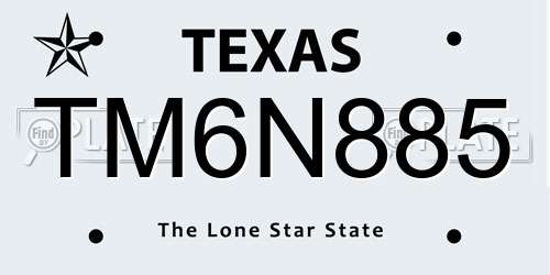 TM6N885 Texas License Plate