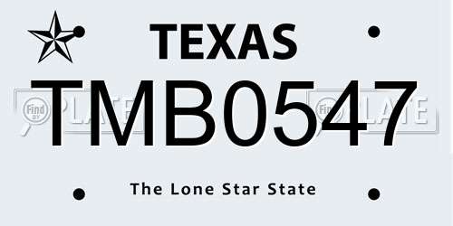 TMB0547 Texas License Plate
