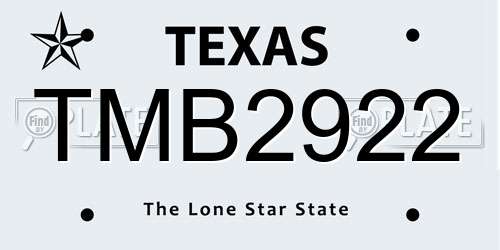 TMB2922 Texas License Plate
