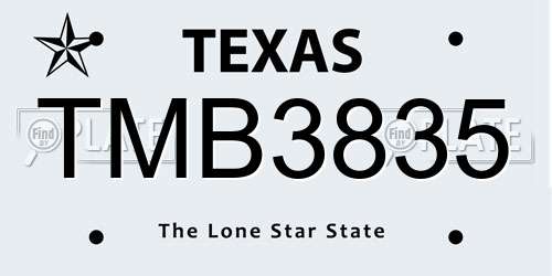TMB3835 Texas License Plate