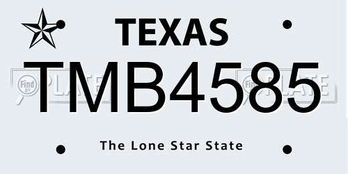 TMB4585 Texas License Plate