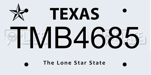 TMB4685 Texas License Plate