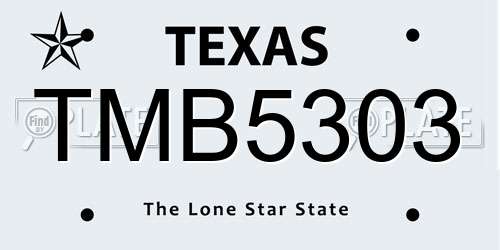 TMB5303 Texas License Plate