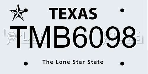 TMB6098 Texas License Plate