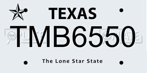 TMB6550 Texas License Plate