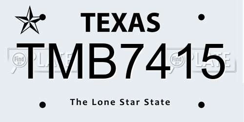 TMB7415 Texas License Plate