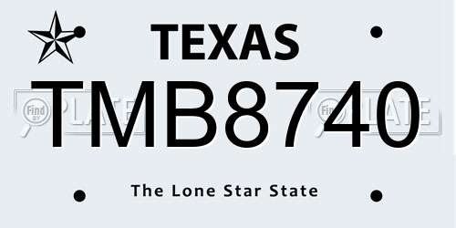TMB8740 Texas License Plate