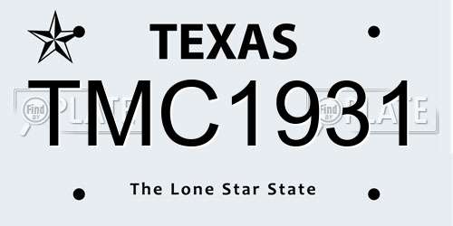 TMC1931 Texas License Plate