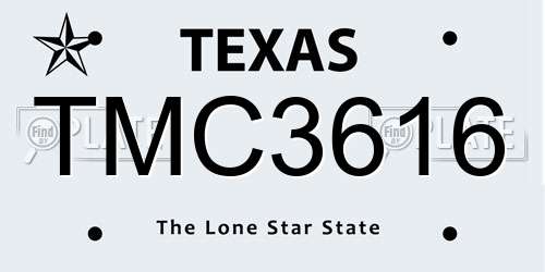 TMC3616 Texas License Plate