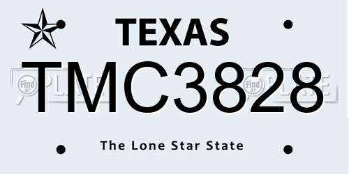 TMC3828 Texas License Plate