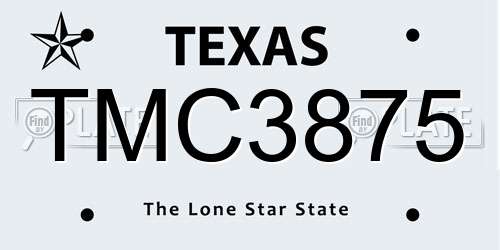 TMC3875 Texas License Plate