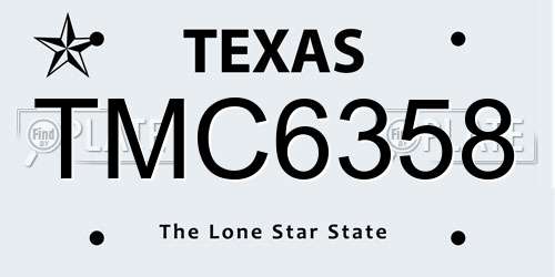 TMC6358 Texas License Plate