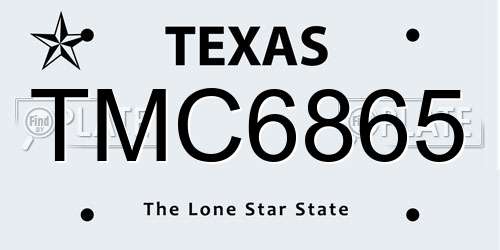 TMC6865 Texas License Plate