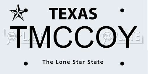 TMCCOY Texas License Plate