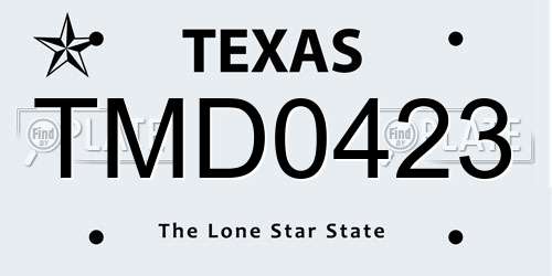 TMD0423 Texas License Plate