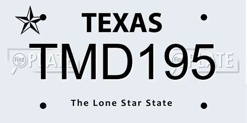 TMD195 Texas License Plate